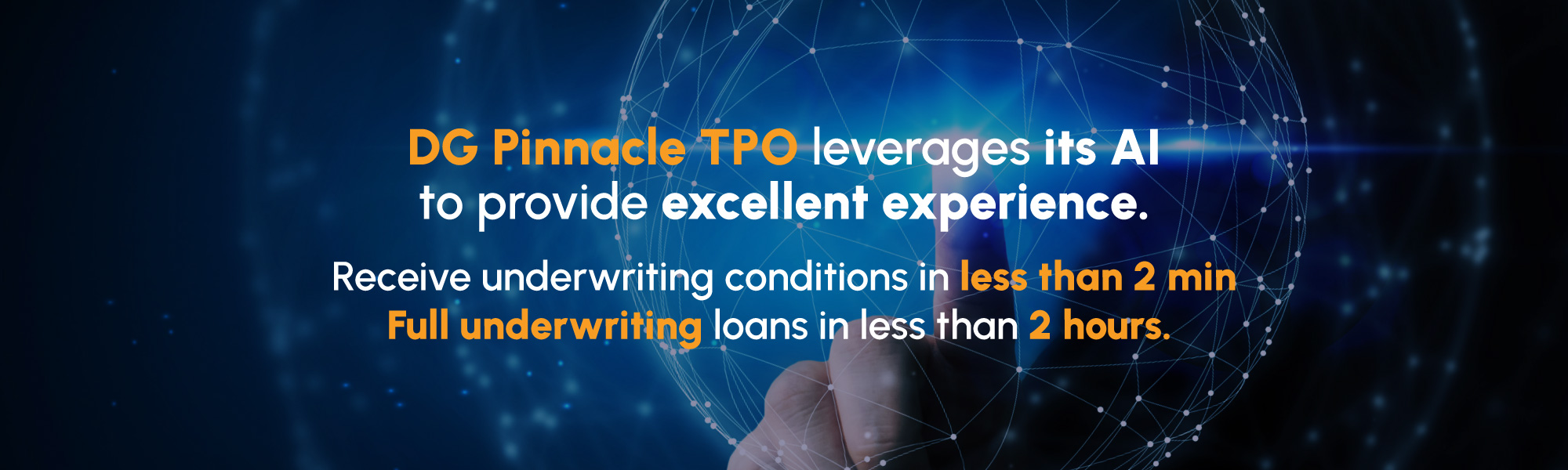 Male hand touching screen with one finger | DG Pinnacle TPO - Wholesale Division | Miami Mortgage Lender